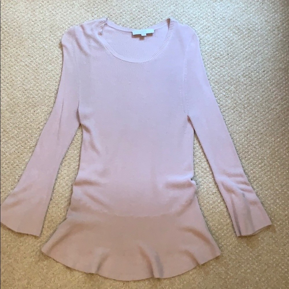 Loft Tan Medium Peplum Sweater